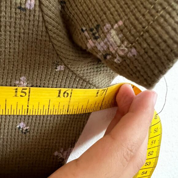 Green Waffle Knit Floral Crop Top, Y2K, Cottagecore, Indie, Retro, Small - Picture 6 of 6